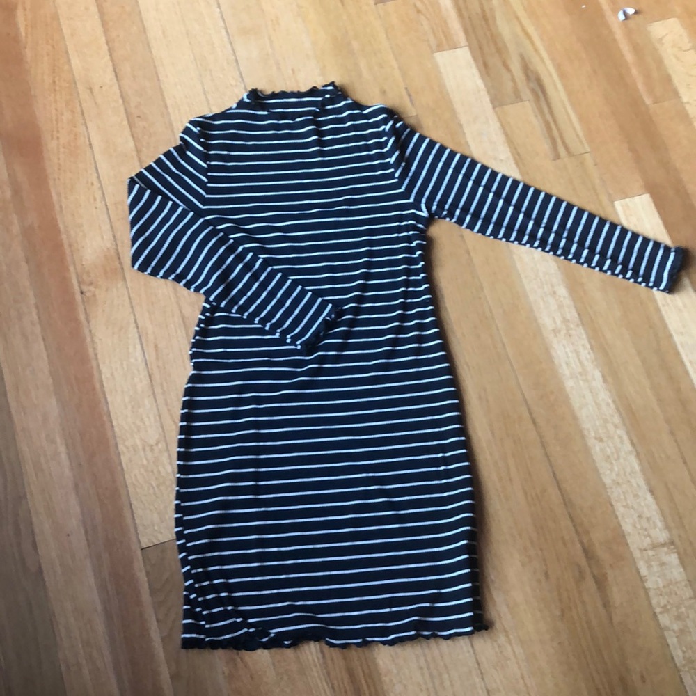 Black and white striped dress